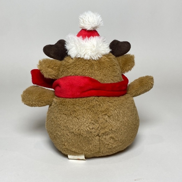 Vintage Hug Fun Chubby Christmas Reindeer Plush Stuffed Animal Toy Santa Hat - Picture 4 of 7